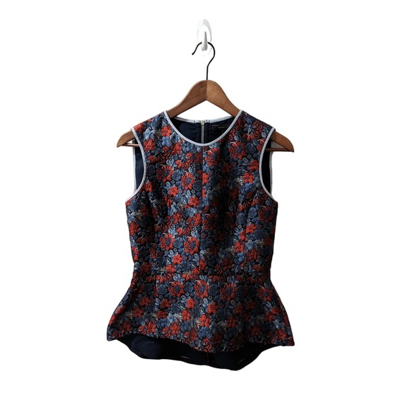 BCBGMAXAZRIA Floral Jacquard Peplum Top Blouse - Picture 1 of 5